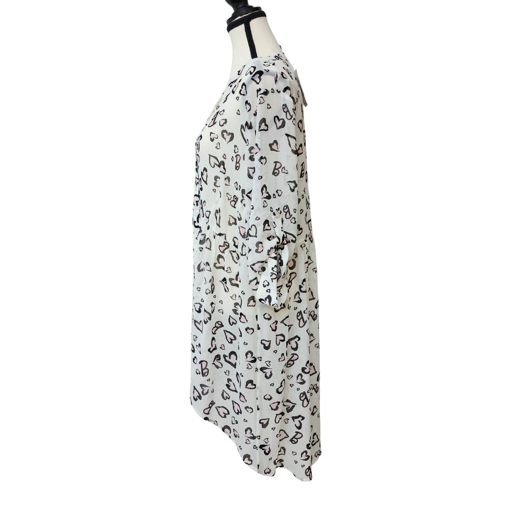 Torrid Barbie Lexie tunic sheer 2X 18-20 White Heart Print Chiffon NWT - Picture 2 of 8